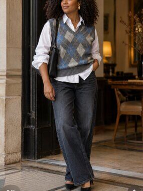 Vintage Club International Men’s 100% Shetland Wool Argyle Sweater Vest M Unisex